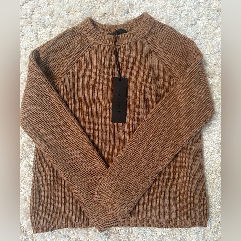 Jenni Kayne cotton fisherman sweater dark camel